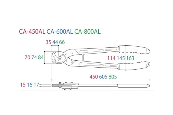 Кабельные ножницы TSUNODA с алюминиевыми ручками CA-800AL