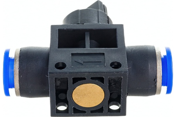 Прямой фитинг цанговый с краном 8 мм - 8 мм Pegas pneumatic 6005