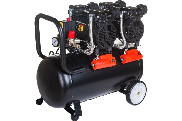 Малошумный безмасляный компрессор Pegas pneumatic PG-2800*2 проф серия 2.8кВт, 365 л/мин,50л 6621