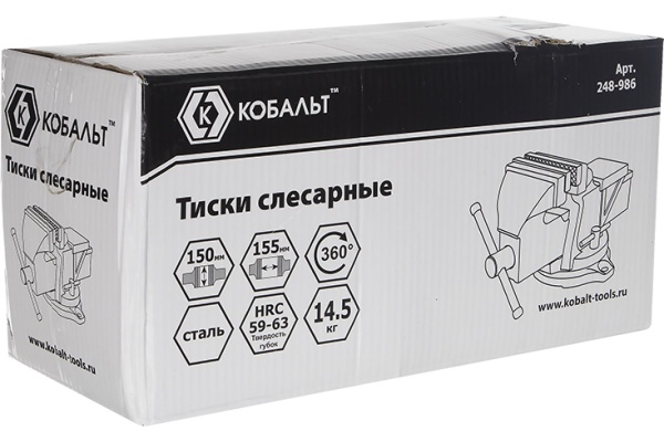 Стальные поворотные слесарные тиски КОБАЛЬТ 248-986