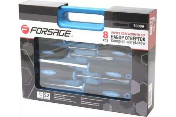 Набор отверток Forsage Profi магнитные, 8 пр, в кейсе 27177 F-7008A