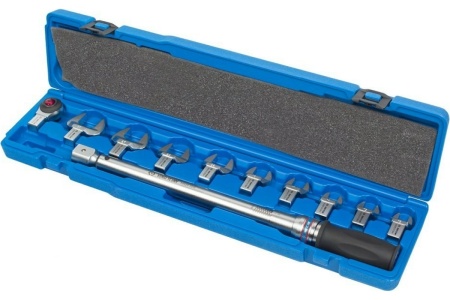 Динамометрический ключ KING TONY 345202D11MR 1/2", 13-30 мм, 40-200 Нм, кейс, набор рожковых насадок