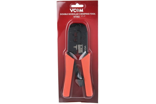 Обжимные клещи VCOM для разъемов RJ45, RJ12, RJ11, 6p6c,8p8c, с фиксатором NT082