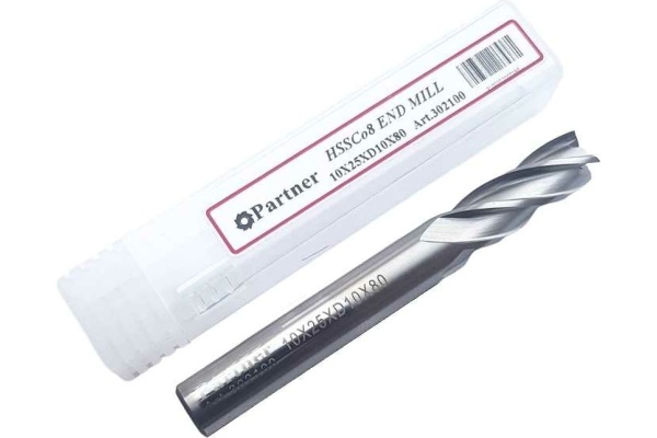 Фреза концевая Серия 302 (10х25х80 мм; HSSЕ; 4-х перая; хв-к 10 мм) Partner 302100