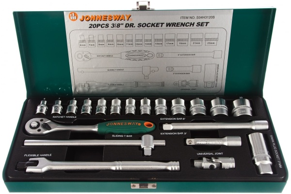Набор торцевых головок (3/8"DR; 6-23 мм; 20 предметов) Jonnesway S04H3120S