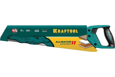 Ножовка по ламинату Kraftool Alligator LAMINATOR, 500 мм, 11 TPI 3D зуб, 15207