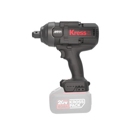 Гайковерт аккумуляторный бесщеточный KRESS KU35.91, 20В, 3/4", 1700 Нм, без АКБ и ЗУ, кейс