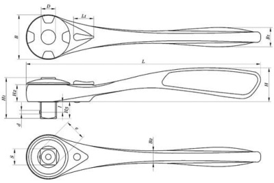 Ключ трещоточный, 120 зубьев 1/2" GROSS 14137