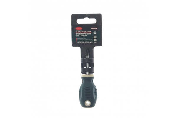 Крестовая магнитная отвертка ROCKFORCE Profi S2 PH1.0x40мм, на пластиковом держателе RF-7031040