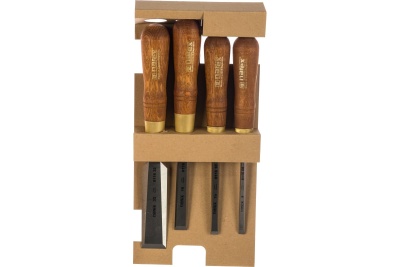 Набор из 4 плоских стамесок с ручкой NAREX WOOD LINE PLUS 8, 10, 16, 32 мм 863202
