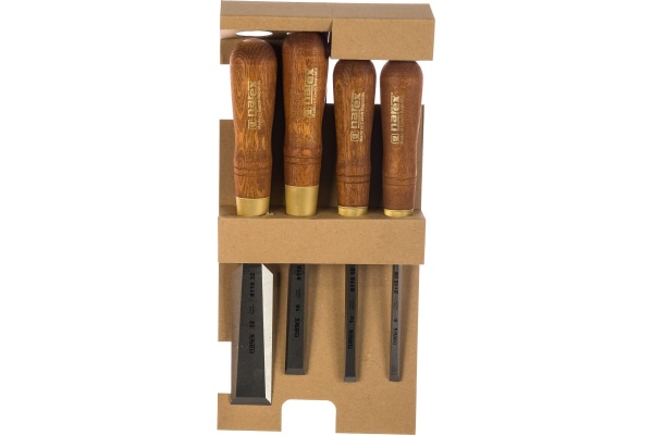 Набор из 4 плоских стамесок с ручкой NAREX WOOD LINE PLUS 8, 10, 16, 32 мм 863202