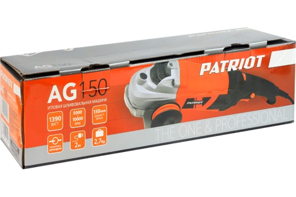Углошлифовальная машина (УШМ) PATRIOT AG 150 тонкий корпус, пылезащищенная, диск 150 мм 110301155