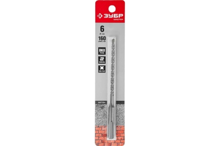 Бур по бетону ЗУБР 6x160 мм, SDS-Plus 29315-160-06