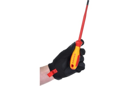 Отвертка KNIPEX SL6.5x1.2 шлицевая тонкая VDE, L лезвия 150 мм, 1000V, 2-комп. рук-ка KN-982065SL
