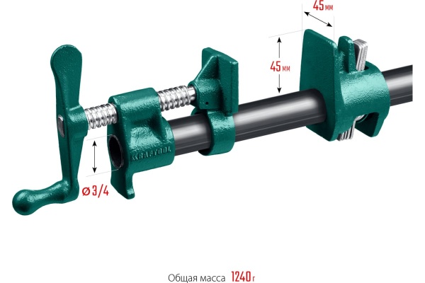 Струбцина KRAFTOOL P-34 3/4, трубная 32302-1