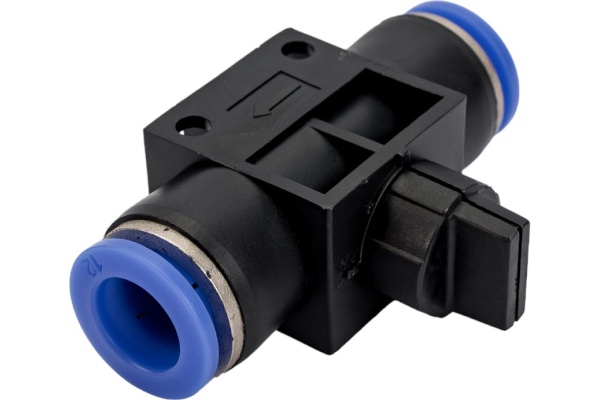Прямой фитинг цанговый с краном 12 мм - 12 мм Pegas pneumatic 6007