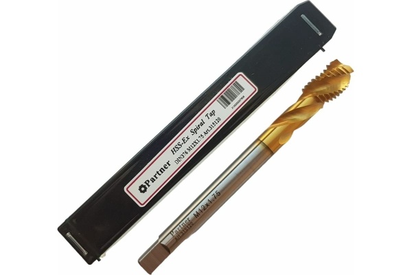 Метчик Partner M12х1.75 HSSE, DIN376, спиральная канавка, Н6, TiN 315120