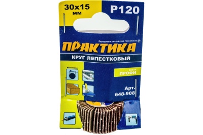 Круг лепестковый с оправкой (30х15 мм; P120) ПРАКТИКА 648-908
