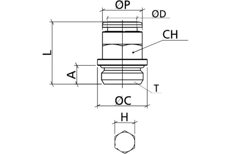 Фитинг 10 мм с наружной металлической резьбой G1/2" CDC Pneumatics CBPC 10G04