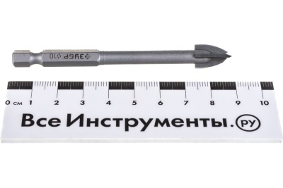 Сверло по стеклу и кафелю ЗУБР Профессионал 4-х резцовый, 10 мм, шестигранный хвостовик 29845-10_z01