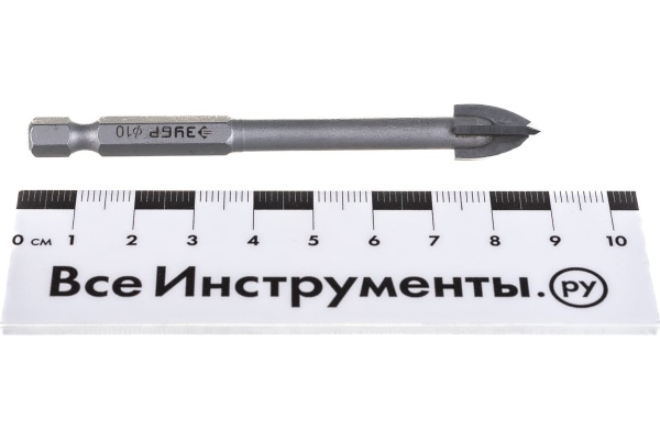 Сверло по стеклу и кафелю ЗУБР Профессионал 4-х резцовый, 10 мм, шестигранный хвостовик 29845-10_z01