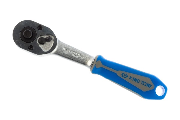 Трещотка KING TONY 1/4", 134 мм, 24 зубца, флажковая с кнопкой, фиксатор 2771-55G