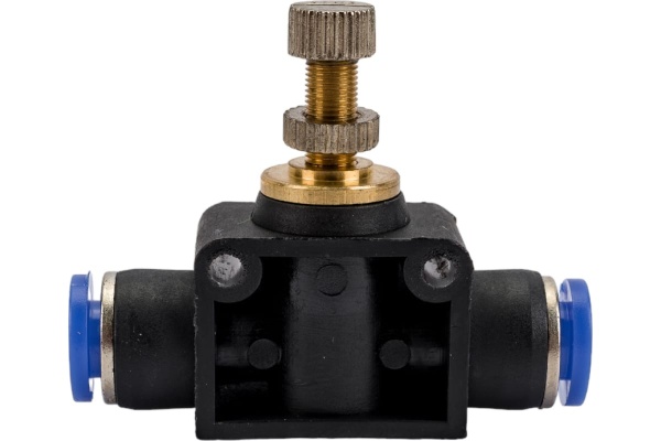 Фитинг цанговый с краником прямой 6 мм - 6 мм Pegas pneumatic 6008