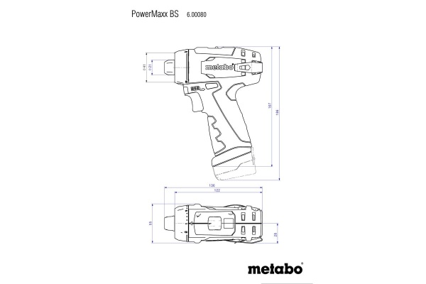 Аккумуляторный винтоверт Metabo PowerMaxx BS Basic + карманный фонарь TLA + 15 бит 600080930