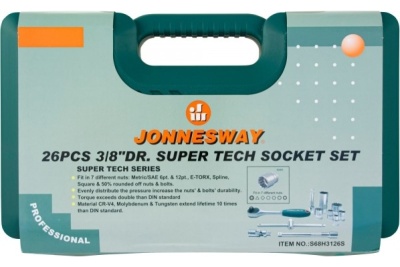 Набор торцевых головок Super Tech 3/8"DR Jonnesway S68H3126S