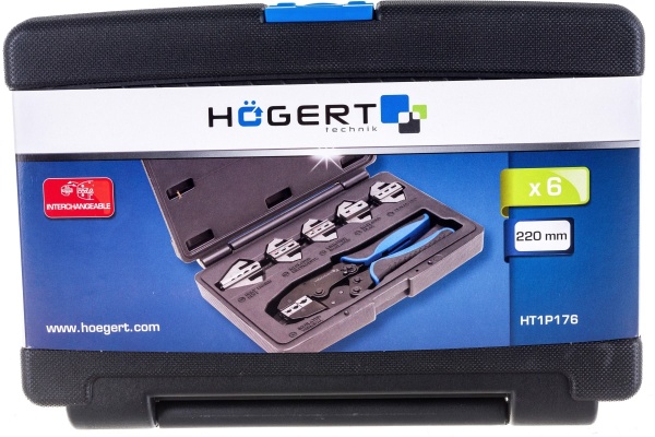 Пресс-клещи для обжима проводов со сменными матрицами HOEGERT TECHNIK 6 шт. HT1P176