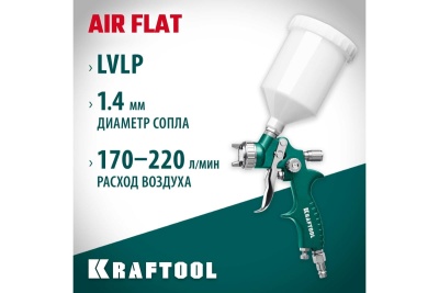 Пневматический краскопульт c верхним бачком KRAFTOOL AirFlat LVLP 06524-1.4
