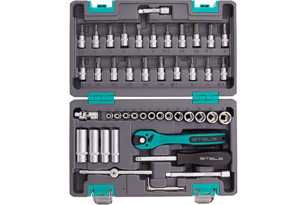 Набор инструмента 1/4", CrV, S2, усиленный кейс, 47шт STELS 14099