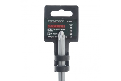 Крестовая силовая магнитная отвертка ROCKFORCE Profi на пластиковом держателе RF-70230150