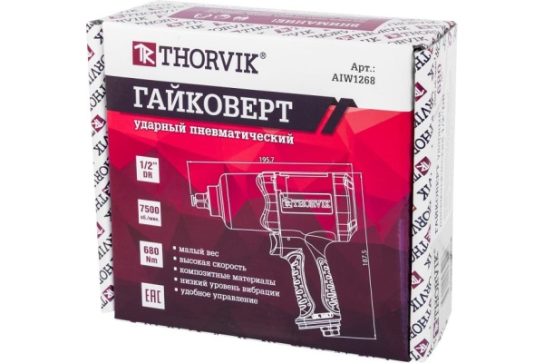 Пневматический ударный гайковерт THORVIK AIW1268 1/2"DR 52198