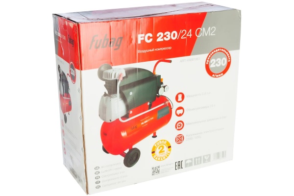 Компрессор FUBAG FС 230/24 CM2 230 л/мин, 24л, 8бар, 1.5кВт, 61431378