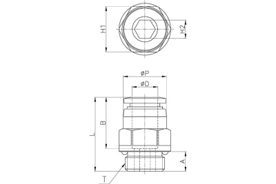 Фитинг 6 мм с наружной металлической резьбой M22 CDC Pneumatics PC 06M22