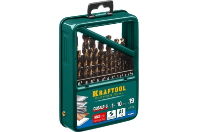 Набор сверл Kraftool по металлу 19 шт, 1-10 мм, HSS-Co 29656-H19