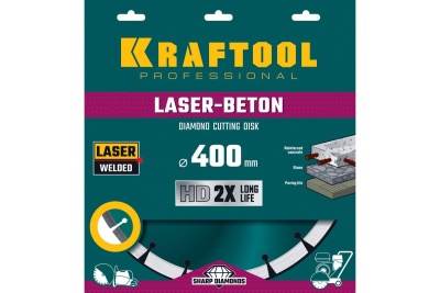 Диск алмазный отрезной KRAFTOOL Laser-beton по бетону и камню, 400 мм 36686-400