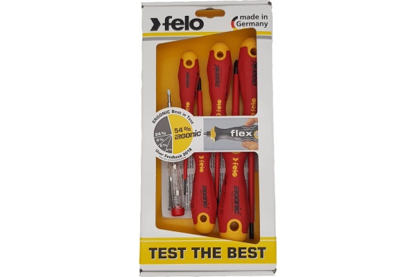 Набор диэлектрических отверток Felo Ergonic с тестером напряжения 6 шт 41396398