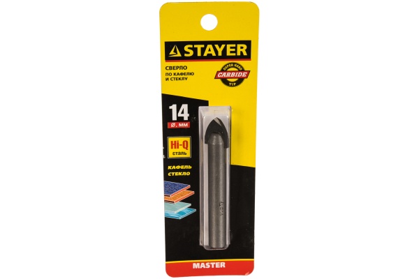 Сверло по керамике и стеклу с двумя режущими лезвиями MASTER 14 мм Stayer 2986-14