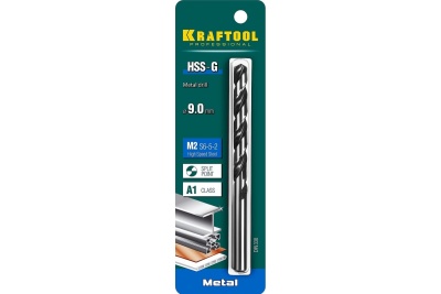 Сверло по металлу HSS-G сталь М2 (9х125 мм) Kraftool 29651-9