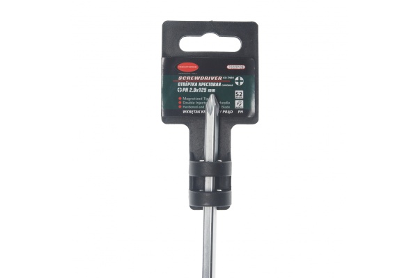 Крестовая силовая отвертка ROCKFORCE PH2.0х125 на пластиковом держателе RF-70220125
