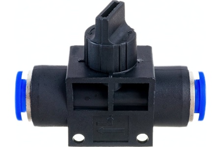 Прямой фитинг цанговый Pegas с краном 10 мм - 10 мм Pegas pneumatic 6006