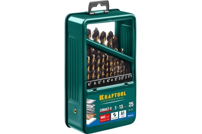 Набор сверл по металлу KRAFTOOL HSS-Co, 25 шт 29656-H25
