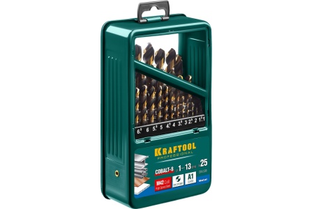 Набор сверл по металлу KRAFTOOL HSS-Co, 25 шт 29656-H25