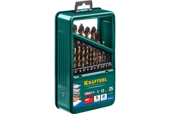 Набор сверл по металлу KRAFTOOL HSS-Co, 25 шт 29656-H25