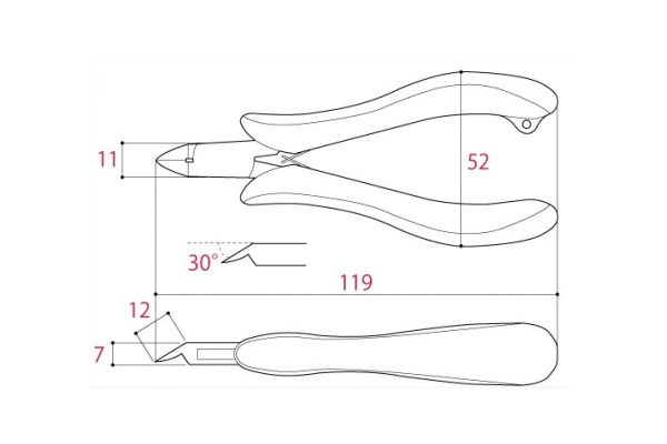 Кусачки для пластика без фаски TSUNODA 120мм TM-02
