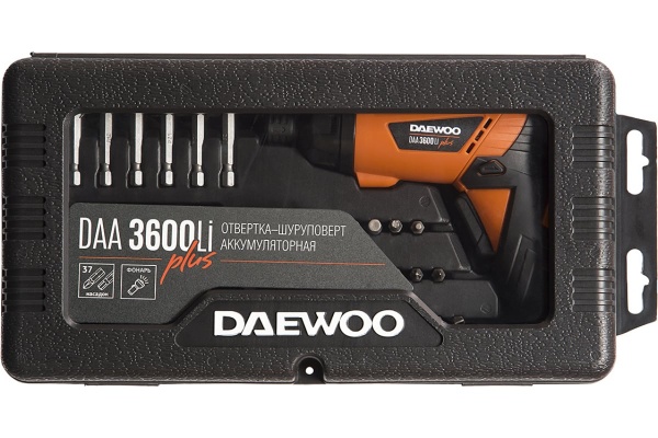 Аккумуляторная отвертка DAEWOO с набором бит и насадок DAА 3600Li Plus
