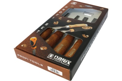 Набор из 4 плоских стамесок с ручкой NAREX WOOD LINE PLUS 8, 10, 16, 32 мм 863202