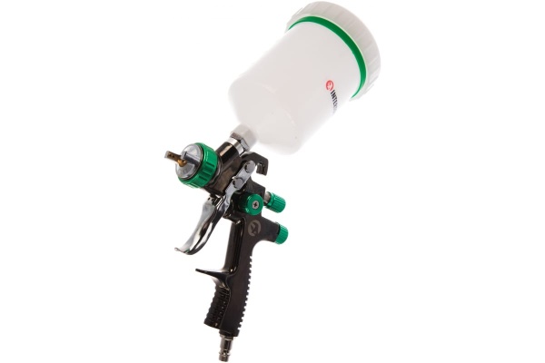 Пневматический краскопульт INTERTOOL LVLP GREEN, форсунка 1.3 мм, бачок 600 мл, PT-0132
